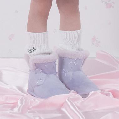 ビジューリボン　ムートン風ブーツ