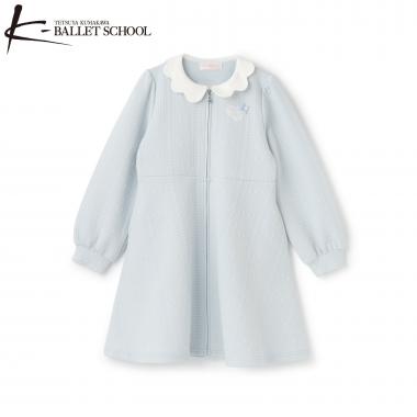 【バレエ】スカラップ衿 前開きカットジャガードワンピース