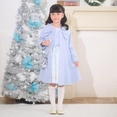 リボンカラー　ウールコート