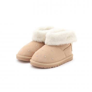 ラインストーン　ムートン風ショートブーツ