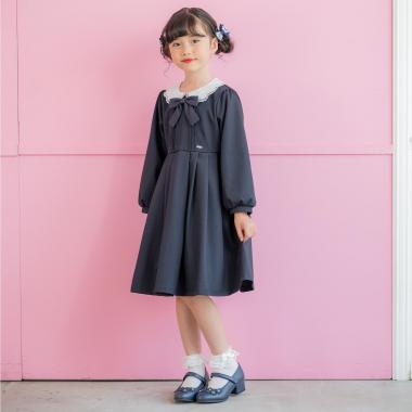 カットワーク刺しゅう衿　ワンピース