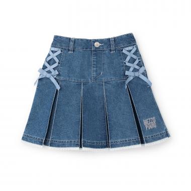 レースアップリボン　タックプリーツスカート