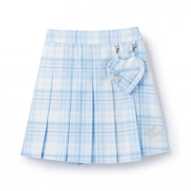 ハートポーチつき　ラップ風チェック　キュロットスカート