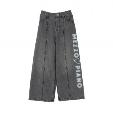 ロゴペイント　ワイドデニムパンツ
