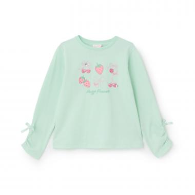 イチゴチェリーアップリケ　長袖Tシャツ