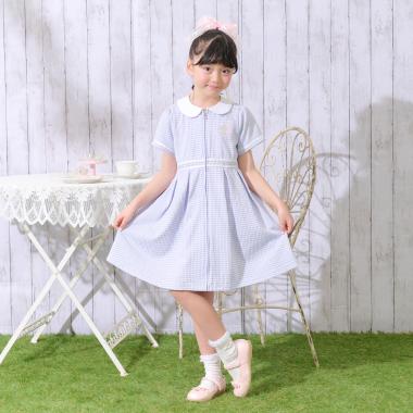 【バレエ】前開き　ギンガムチェック　ワンピース