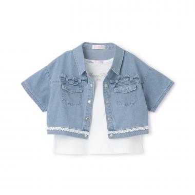 接触冷感デニムシャツ　＆Tシャツセット