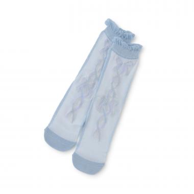 レースアップリボン　透かし柄ソックス