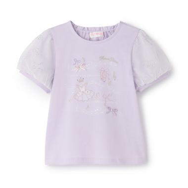 バレエ＆音符　パフスリーブTシャツ