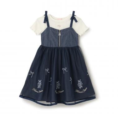バレエ刺しゅうキャミワンピース＆半袖Tシャツセット