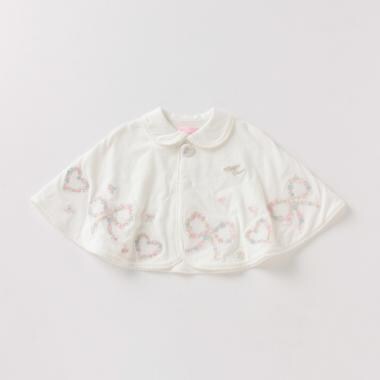 UVケア 衿つき花刺しゅうケープ