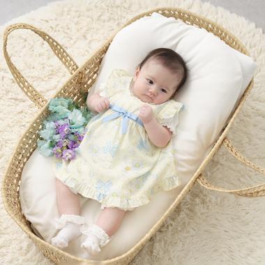 マーガレット柄エプロンつき　半袖2wayオール