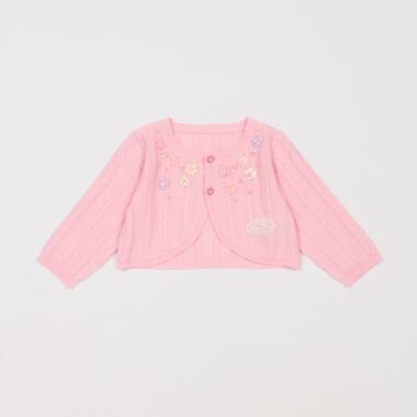 リボン刺しゅうニットボレロ