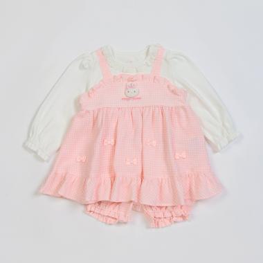 ウサギマスコットつき　ギンガムチュニック＆ブルマセット