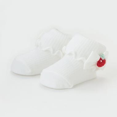 イチゴ編みモチーフつき　ソックス【日本製】