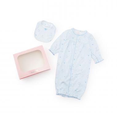 【BOX付】エンジェルウサギ柄2wayオール＆スタイセット