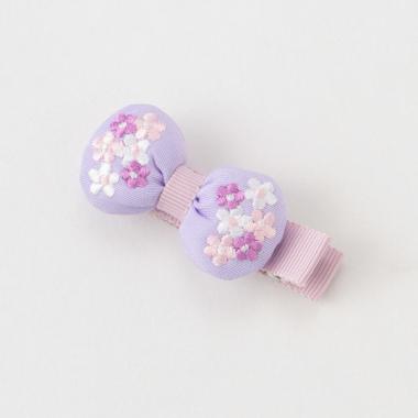 お花刺しゅう入りリボンヘアクリップ
