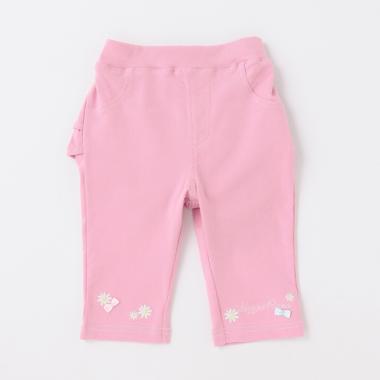 お花刺しゅう　後ろフリル7分丈カットパンツ