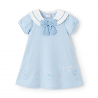 音符刺しゅう　セーラー衿つき　ワンピース