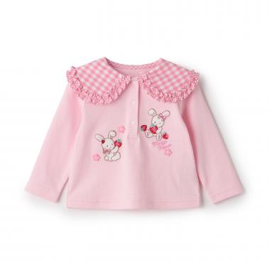 レトロウサギ　ビッグカラー長袖Tシャツ