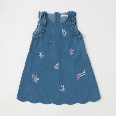 【人気商品再入荷】【直営店で取り扱い無し】花刺しゅう　裾スカラップジャンパースカート