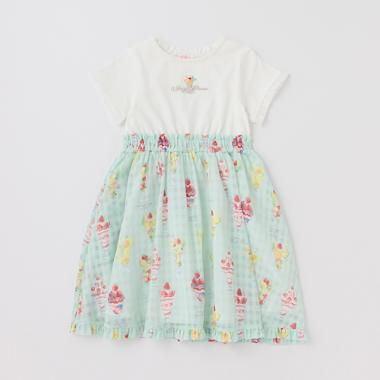 【人気商品再入荷】【直営店で取り扱い無し】フルーツパフェ柄ドッキングワンピース