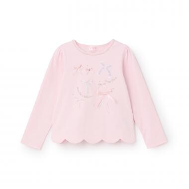 【人気商品再入荷】【直営店で取り扱い無し】リボンイッパイ裾スカラップ長袖Tシャツ