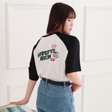 ワッペン風チュニックTシャツ