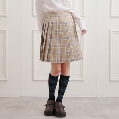 卒服チェックプリーツスカート