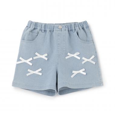 リボンデニムショートパンツ