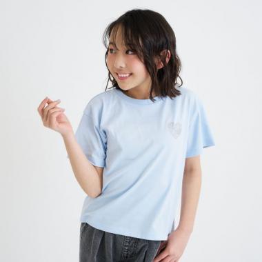 【デイリープライス】バックハートラメロゴ半袖Tシャツ