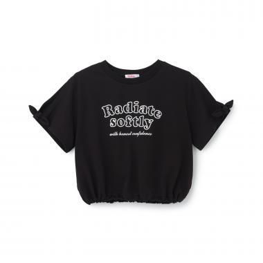 【接触冷感】袖あきリボン半袖Tシャツ