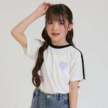 【接触冷感】ハート袖ライン半袖Tシャツ