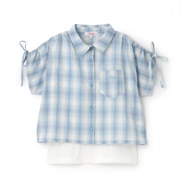 【3way】袖ドロストチェックシャツ＋タンクトップSET