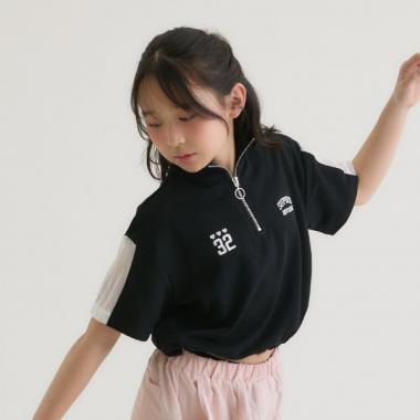 袖メッシュハーフジップ半袖Tシャツ2