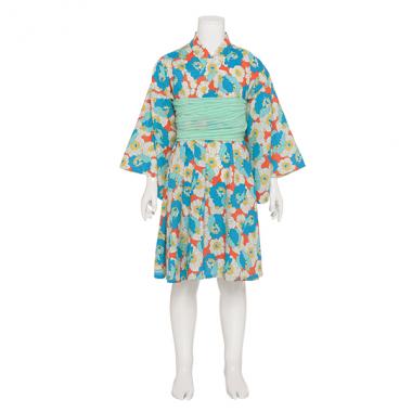 【オーシャン＆グラウンド】レトロフラワー浴衣ミニ丈ワンピース