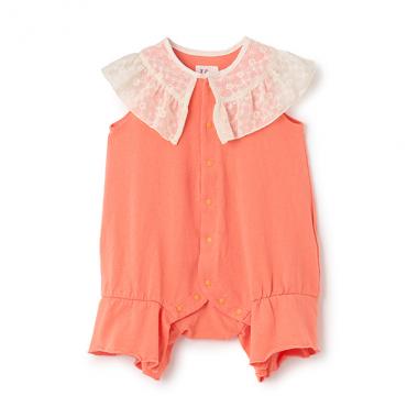 【LaStella】フリルカラーノースリーブロンパス