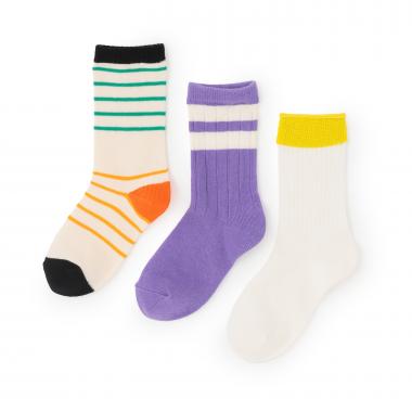 【オーシャン＆グラウンド】カラーデザインクルーソックス3PSET