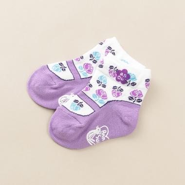 バラ柄バレエシューズ風クルーソックス