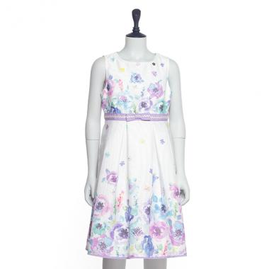 【セレモニー】水彩花柄ワンピース【日本製】