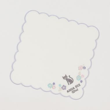 ネコ&花起毛パイルハンカチ