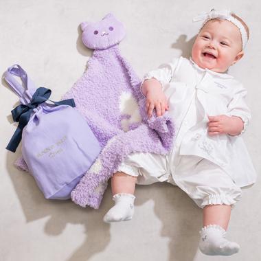 ねこモチーフつきベビーブランケット