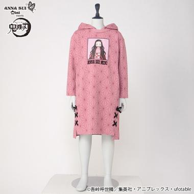 【鬼滅の刃】 裏毛 竈門禰豆子プリントパーカーワンピース