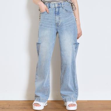 【LTXC】ダメージデニムワイドパンツ