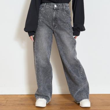 スタッズフリンジデニムパンツ