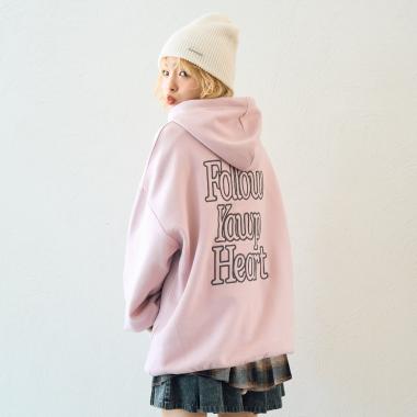 【LTXC】【綿100％】バックロゴチュニックパーカ