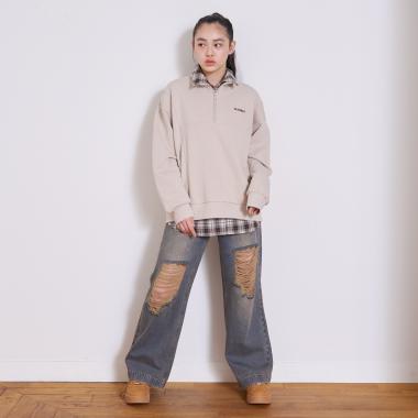 【LTXC】【セット可】ダメージデニムワイドパンツ