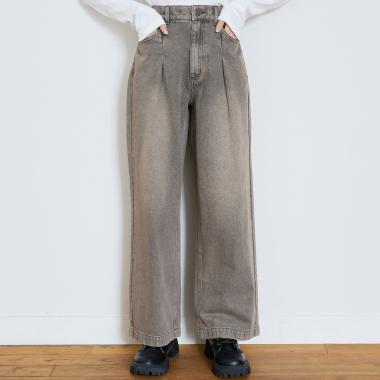 【LTXC】【セット可】タックワイドデニムパンツ