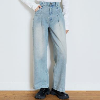 【LTXC】【セット可】タックワイドデニムパンツ