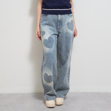 【LTXC】モチーフスプレーデニムワイドパンツ